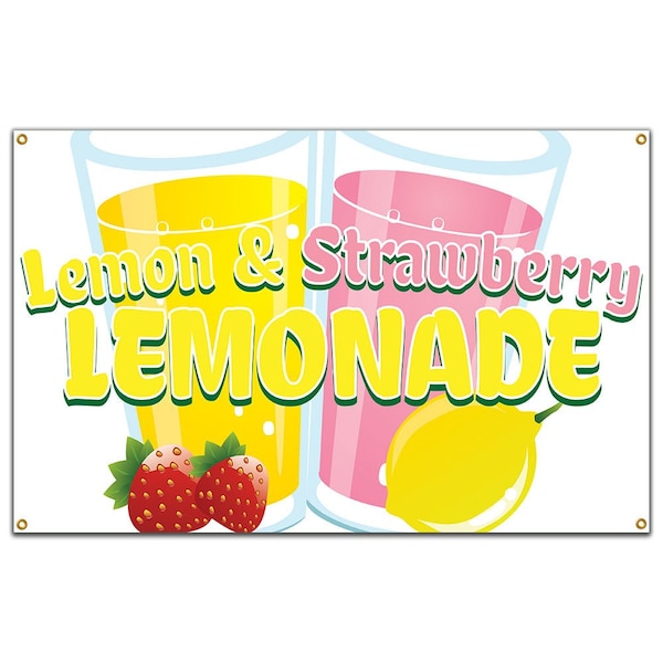 Signmission Lemon And Strawberry Lemonade Banner Concession Stand Food Truck Single Sided B-72 Lemon And Strawberry Lemonade19 - main